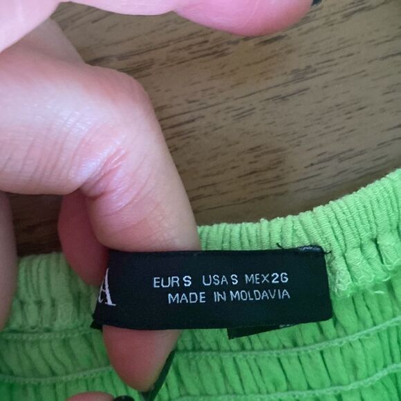 ZARA Bustier Mini Neon Chartreuse Green Dress Size Small - Picture 10 of 14